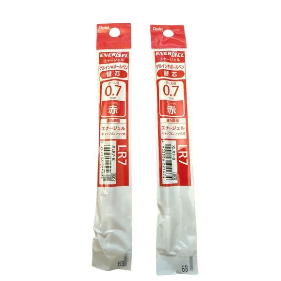 Pentel 2 Red EnerGel 0.7 Ballpoint Pen Refill LR7 XLR7-B - Picture 1 of 3